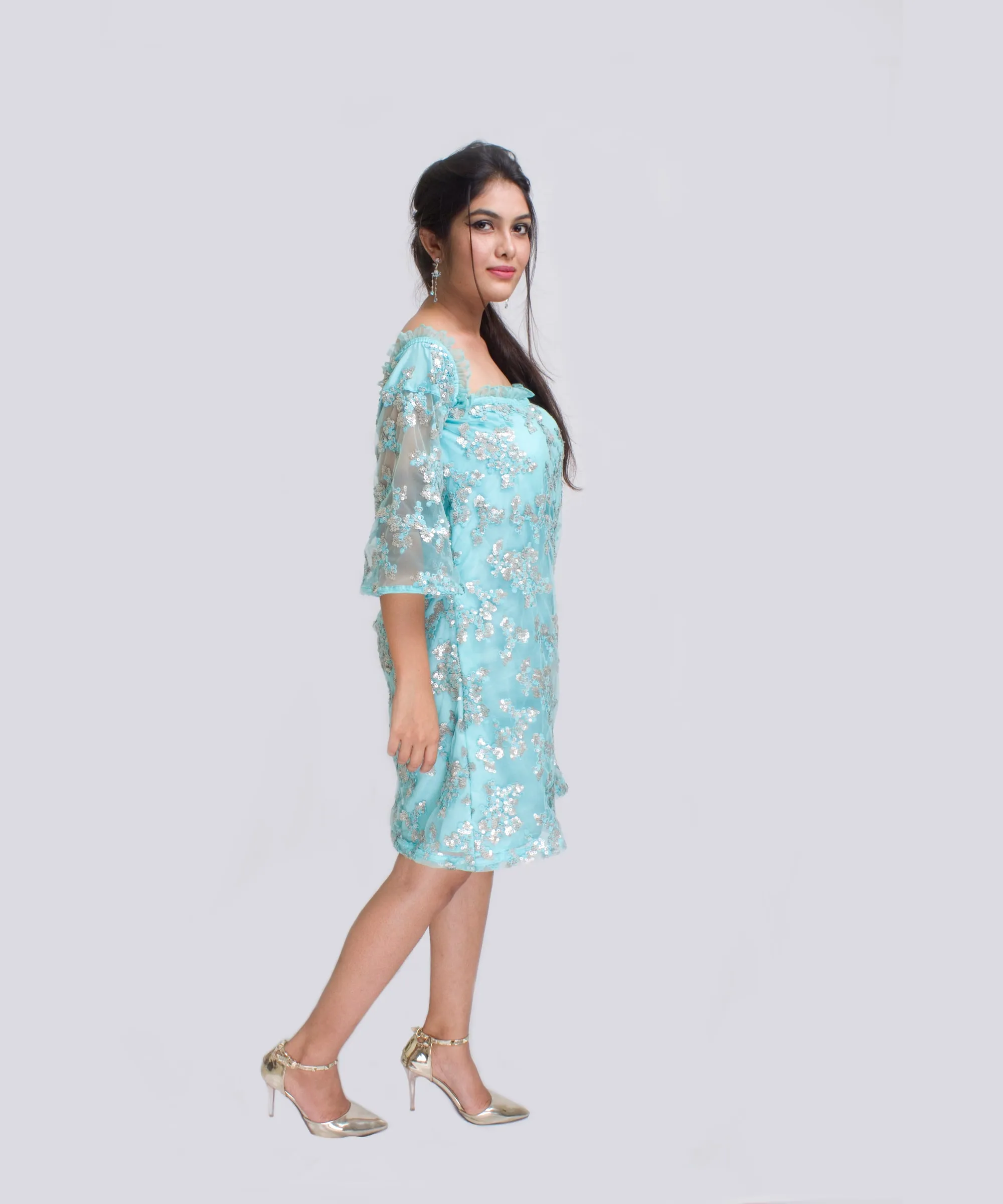 Aqua Chantilly Dress — view 2
