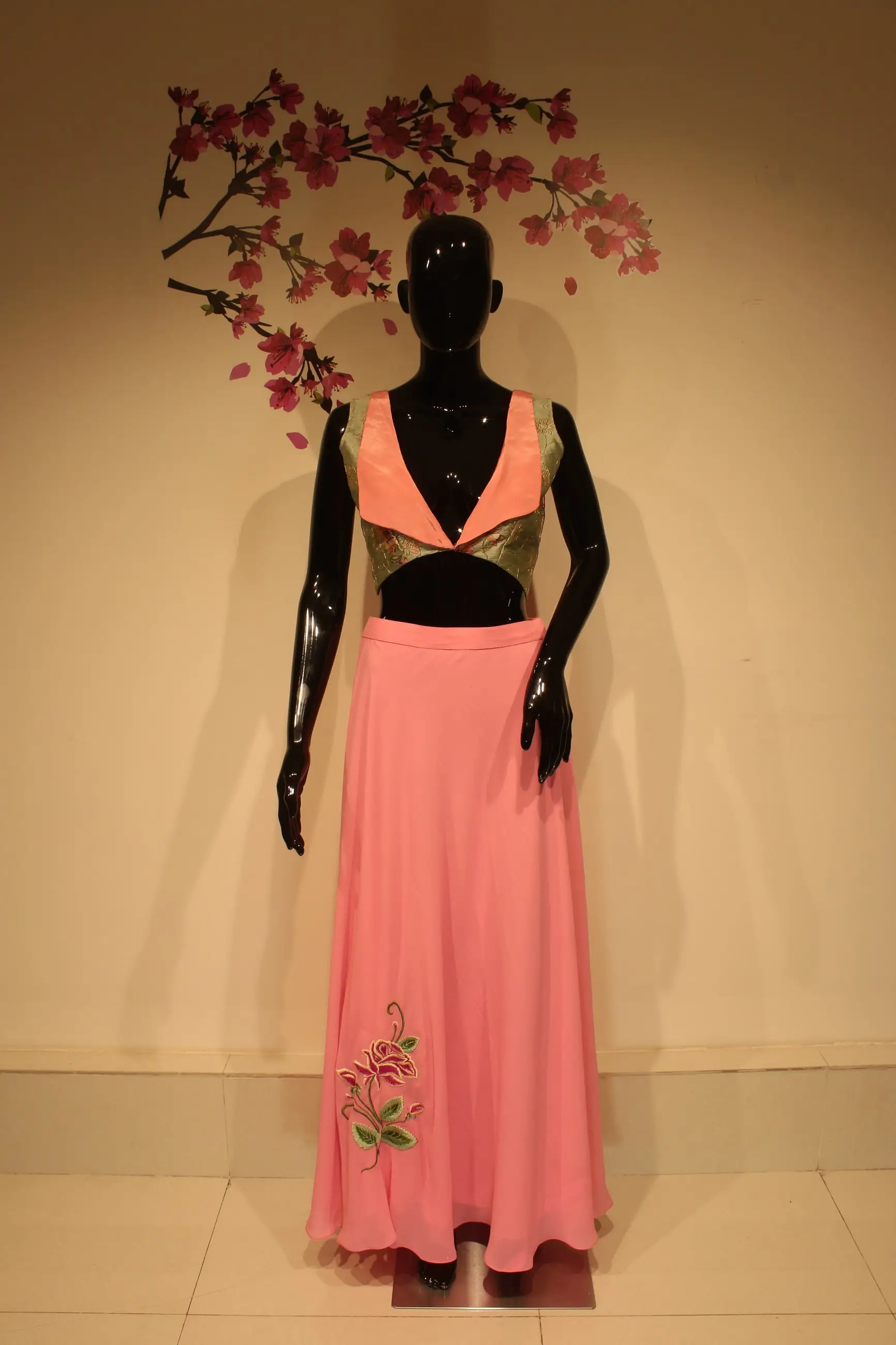 Coral Cutout Gown