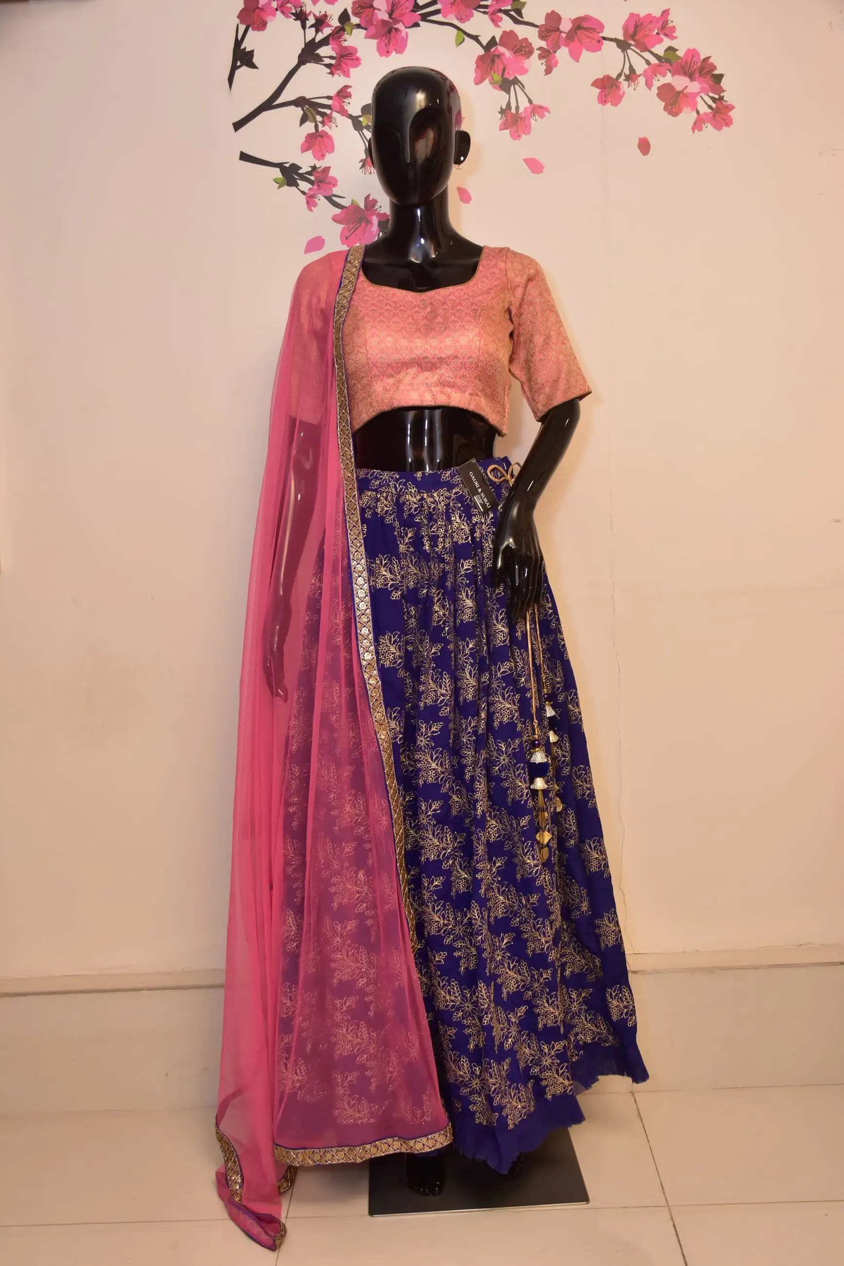 Indigo Brocade Lehenga