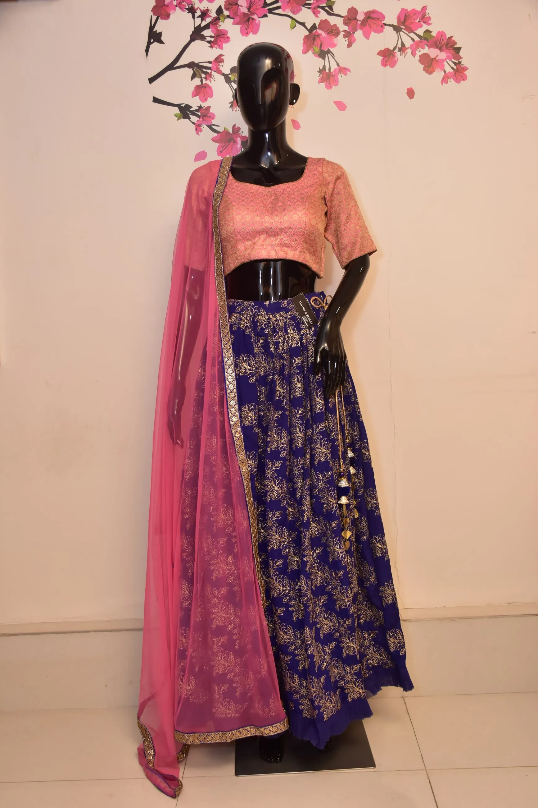 Indigo Brocade Lehenga